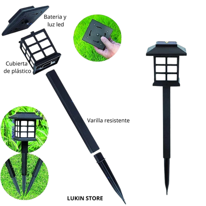 4 ESTACAS SOLARES LUZ CÁLIDA