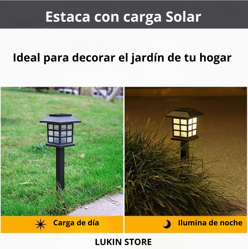 4 ESTACAS SOLARES LUZ CÁLIDA