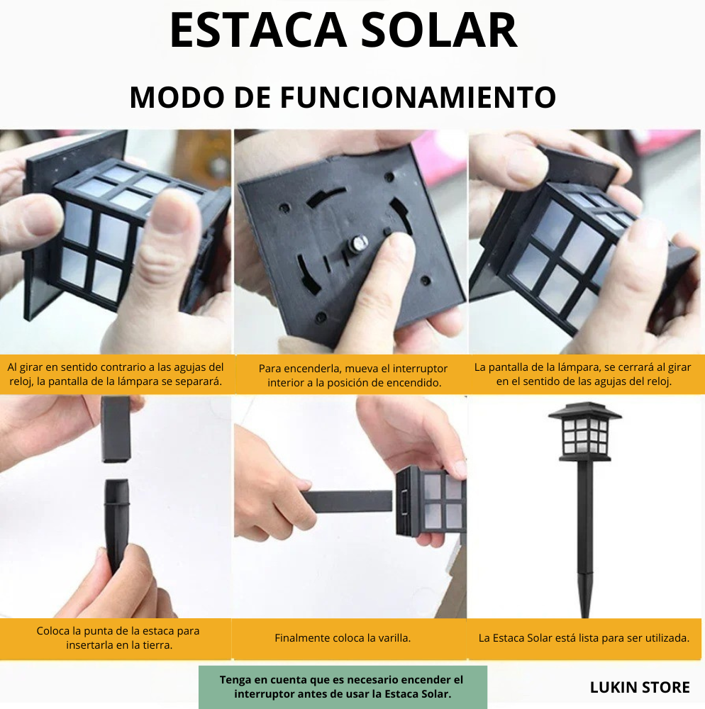 4 ESTACAS SOLARES LUZ CÁLIDA